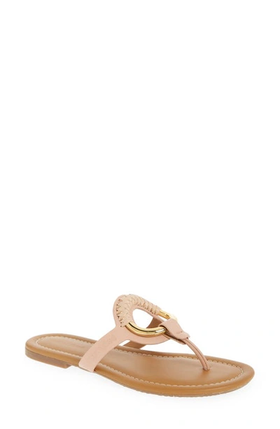 See By Chloé Hana Braided Ring Leather Flip Flops In Beige