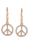 Bling Jewelry World Peace Cz Leverback Drop Earrings In Rose