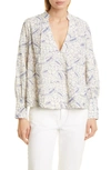 Mille Freya Floral Embroidered Cotton Top In Capri