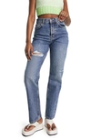 TOPSHOP BRIXTON RIPPED HIGH WAIST DAD JEANS