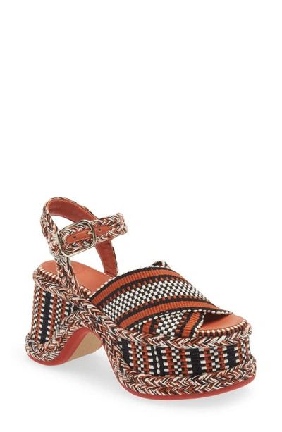 Chloé Meril Woven Cotton Ankle-strap Sandals In Red