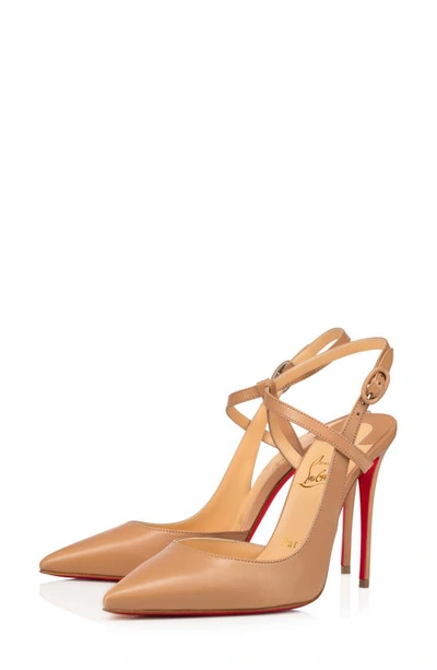 Christian Louboutin Jenlove Calfskin Red Sole Ankle-strap High-heel Pumps In Nude
