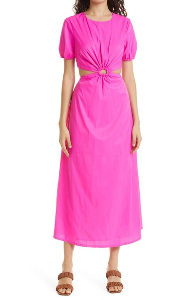 Staud Calypso O-ring Cutout Maxi Dress In Bougainvillea