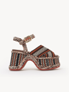 Chloé Meril High-heel Sandal Red Size 6 100% Cotton, Lambskin, Quercus Suber, Farmed, Coo Spain In Red