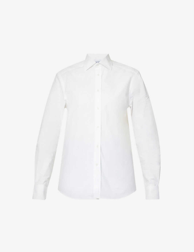 With Nothing Underneath The Boyfriend Long-sleeved Organic-cotton Shirt In White