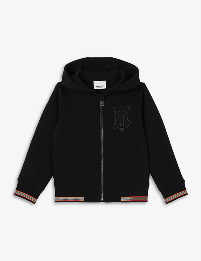 Burberry Kids' Lester Logo-embroidered Cotton Hoody 3-14 Years In Black