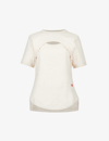 Victoria Beckham Cut-out Organic Cotton-jersey T-shirt In Ecru