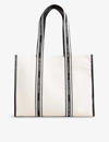 Ted Baker Georjey Branded-strap Cotton-canvas Tote Bag In White
