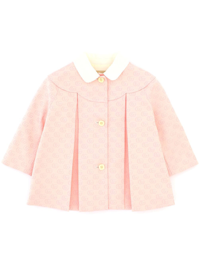 Gucci Pink Coat For Baby Girl With Double Gg