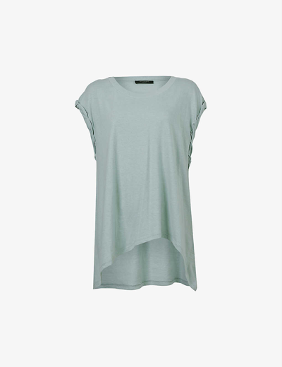 Allsaints Relaxed-fit Cotton And Linen-blend T-shirt In Dusk Blue