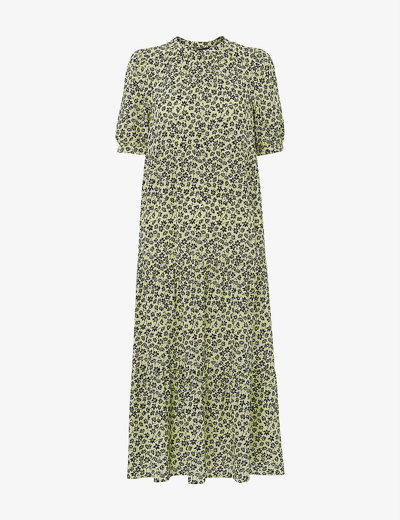 Whistles Buttercup Floral-print Woven Trapeze Dress In Yellow