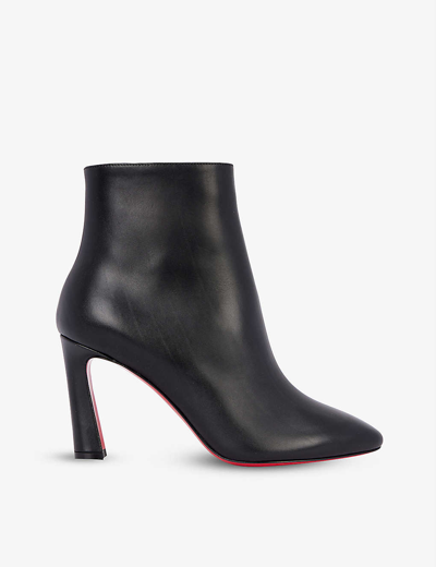 Christian Louboutin So Eleonor Leather Red Sole Booties In Black