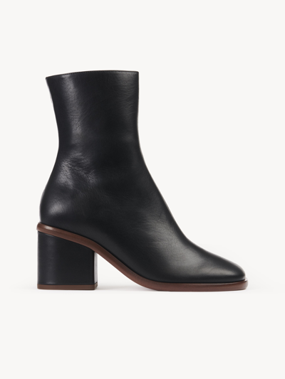 Chloé Meganne Leather Zip Ankle Boots In Noir
