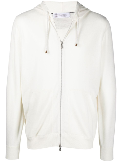 Brunello Cucinelli Full Zip Hoodie In White