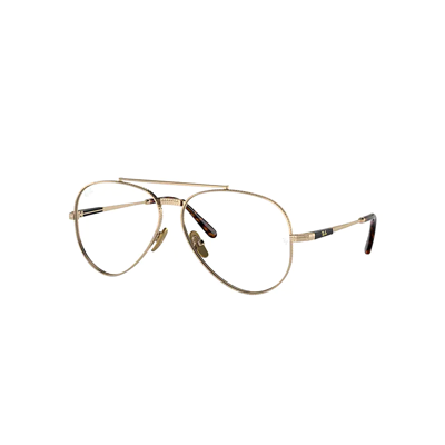 Ray Ban Aviator Ii Titanium Optics Eyeglasses Gold Frame Clear Lenses Polarized 58-14
