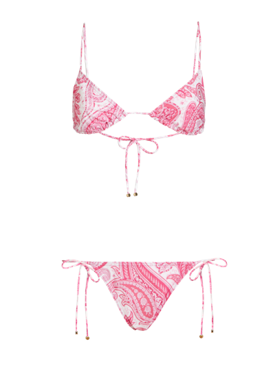 Etro Liquid Paisley Beach Bikini In Rosa