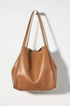 Anthropologie Slouchy Faux Leather Tote In Beige