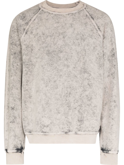 Les Tien Grey Acid Wash Cotton Sweatshirt In Neutrals