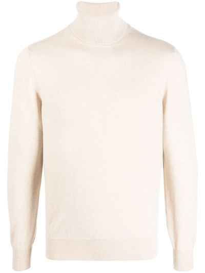 Brunello Cucinelli Funnel Neck Cashmere Jumper In Neutrals