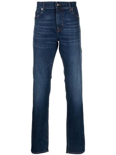 7 For All Mankind Mid-rise Slim-fit Jeans In Blue