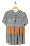 Dr2 By Daniel Rainn Floral Keyhole Tiered Peasant Top In M761 Pine Rust