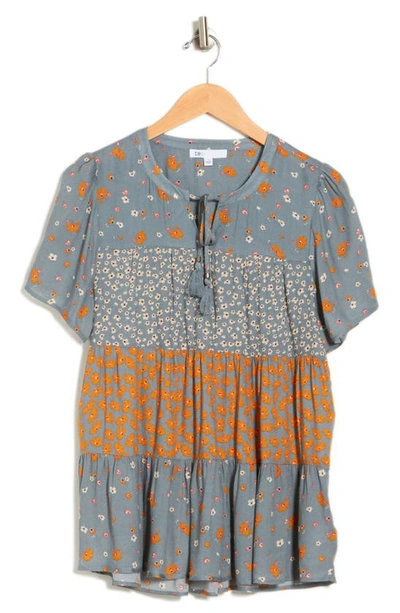 Dr2 By Daniel Rainn Floral Keyhole Tiered Peasant Top In M761 Pine Rust