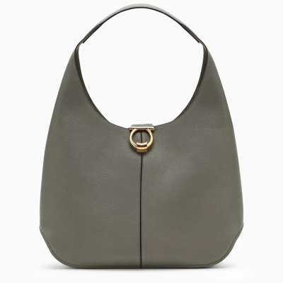 Ferragamo Olive Green Gancini Pattern Hobo Bag In Multicolor