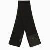 Prada Wool Scarf With Re-nylon Gabardine Pocket In Black