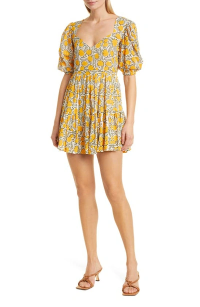 Mille Aneli Puff Sleeve Minidress In Citrus