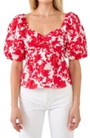 Free The Roses Floral Peplum Top In Red