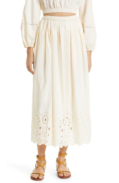 Rhode Audrey Circle Embroidered Cutwork Maxi Skirt In Ecru | ModeSens