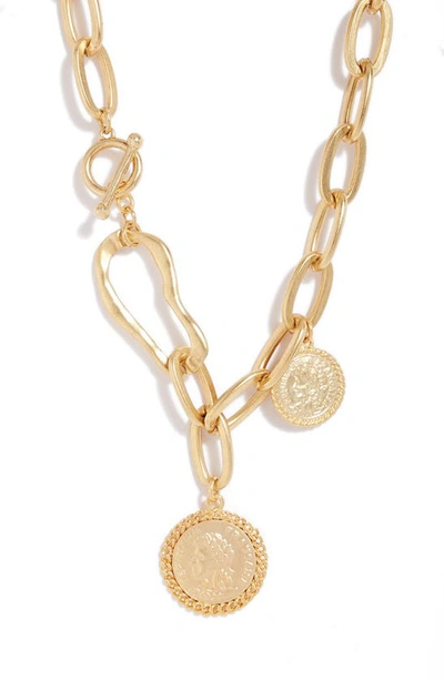 Karine Sultan Coin Drop Necklace In Gold