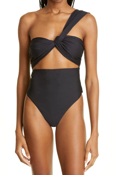 Gauge81 Silay One-shoulder One-piece Swimsuit In Black