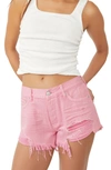 Free People We The Free Loving Good Vibrations Cutoff Denim Shorts In Rosa
