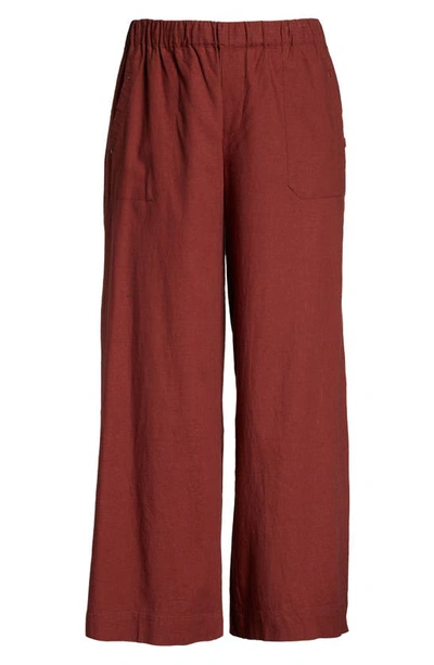 Wit & Wisdom High Waist Stretch Linen Blend Pants In Burnt Henna