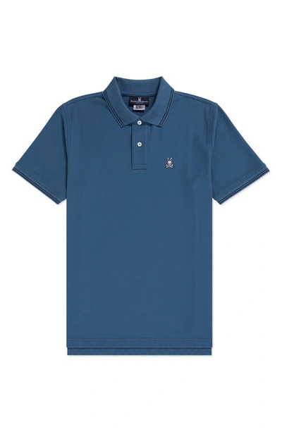 Psycho Bunny Landon Tipped Piqué Polo In Dusk Blue