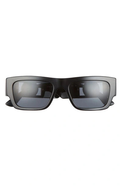 Versace 53mm Rectangular Sunglasses In Black/dark Grey