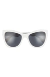Versace 56mm Cat Eye Sunglasses In White/dark Grey