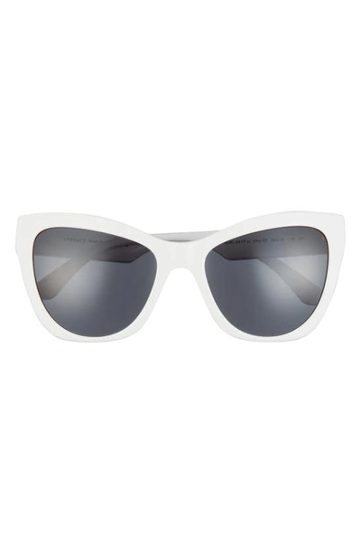 Versace 56mm Cat Eye Sunglasses In White/dark Grey