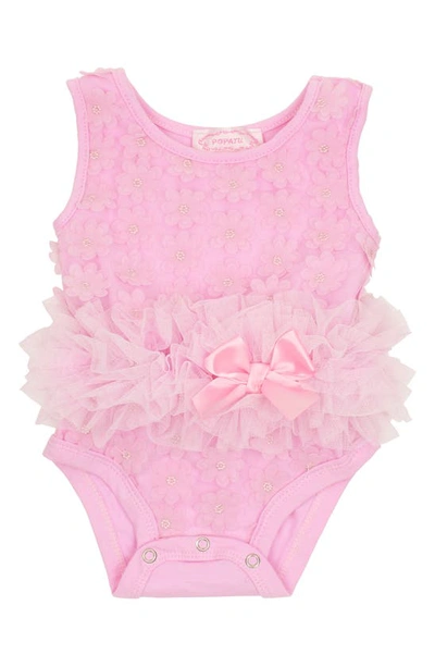Popatu Babies' Flower Appliqué Tutu Bodysuit In Pink