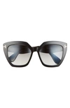 Tom Ford Phobe 56mm Square Sunglasses In Shiny Black / Gradient Smoke