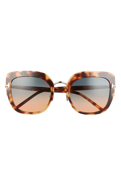 Tom Ford Virginia 55mm Gradient Square Sunglasses In Colhav/grng