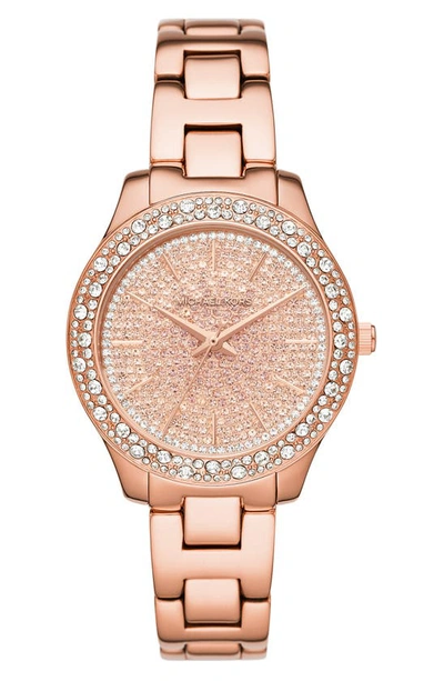 Michael Kors Liliane Pavé Bracelet Watch, 36mm In Rose Gold