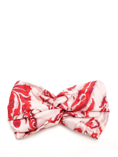 Etro Knotted Floral-print Headband In Red