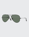 Ray Ban Metal Polarized Aviator Sunglasses In Black