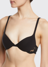 La Perla Souple Lace-trimmed Stretch Cotton-blend Jersey Contour Bra In Black