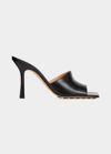Bottega Veneta Stretch Square-toe Leather Mules In Nero
