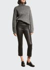 Sprwmn High-waist Flare-leg Cropped Leather Leggings In Black