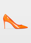 Christian Louboutin Sporty Kate 85mm Patent Soft Lining Red Sole Pumps In Orange