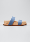Gabriela Hearst Striker Suede Cork Slide Sandals In French Blue